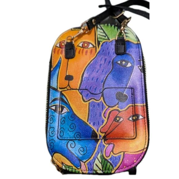 Laurel Burch Dogs n Doggies Crossbody Wallet Bag Organizer Dog Monarque Purse - Picture 8 of 11